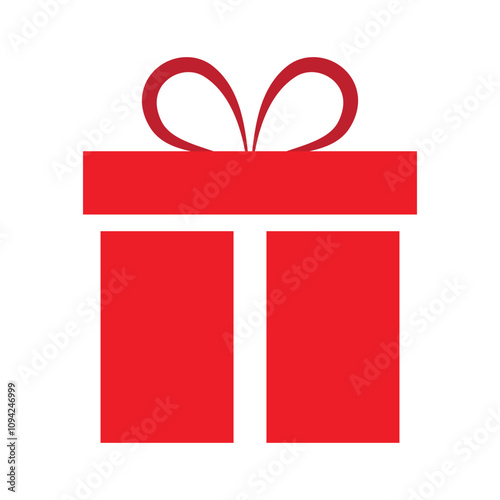 gift box icon vector with red ribbon