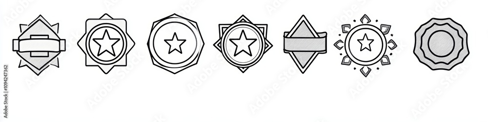Award Badges Set with Various Designs for Trophies, Medals, and Prizes