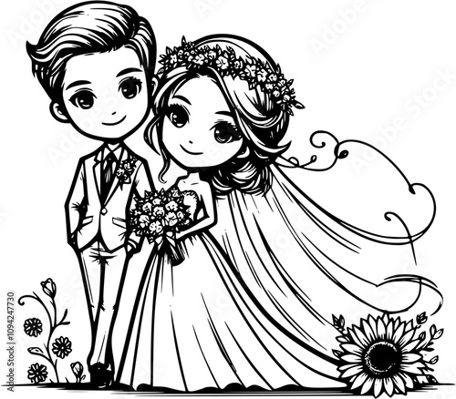 wedding vector illustrations, love illustrations, couple cliparts