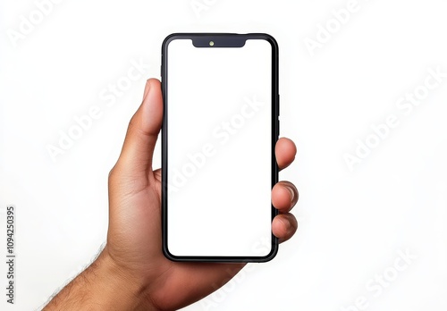 Hand Holding Black Smartphone with Blank Screen for Modern Mobile Communication