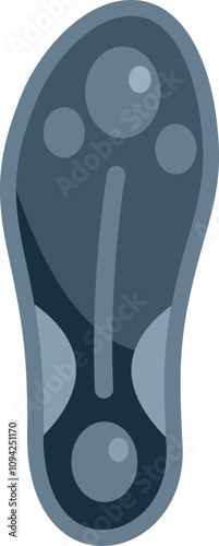Orthopedic insole showing bottom view for flat foot correction, foot care concept