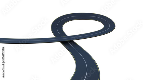3D Infinity Loop Road Design: Winding Asphalt Highway Curves Through Floating Landscapes, Sunny Sky, and Endless Loops Symbolizing Speed, Mobility, Innovation, and Boundless Opportunities png