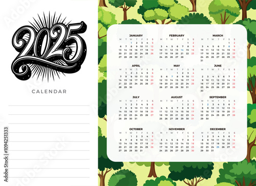 2025 Calendar Design. Nature Inspired Planner