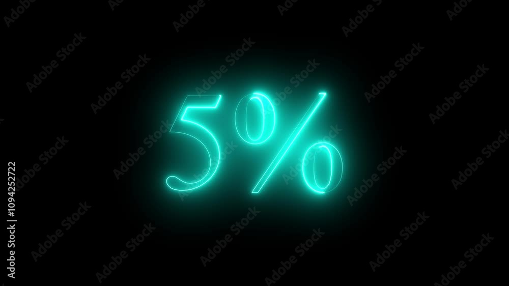 text 5% colorful neon art with powder splash on behind with the dark background text 5% colorful neon art with powder splash on behind with the dark background