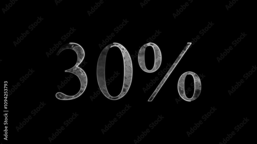 30% percent neon glowing sign on black background loop animation. 30% percent neon glowing sign on black background loop animation.