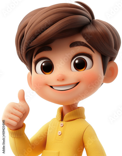 3D Emoji Characters Giving a Thumbs-Up with Cheerful Smiles