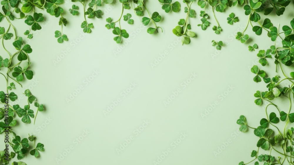 hamrock Garland with Text Space A light green background background hamrock Garland with Text Space A light green background background