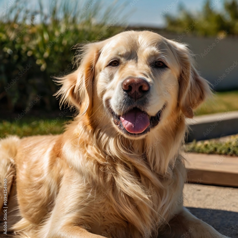 Golden Retriever with a Shiny Coat in the Sunlight Golden Retriever with a Shiny Coat in the Sunlight