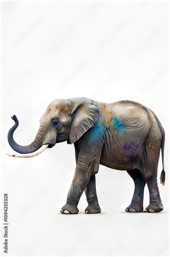 Fototapeta premium A majestic elephant in watercolor, with soft gray tones and a sense of grandeur, set on a transparent background.