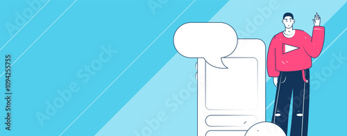 Virtual characters social communication concept business flat vector hand drawn illustration
