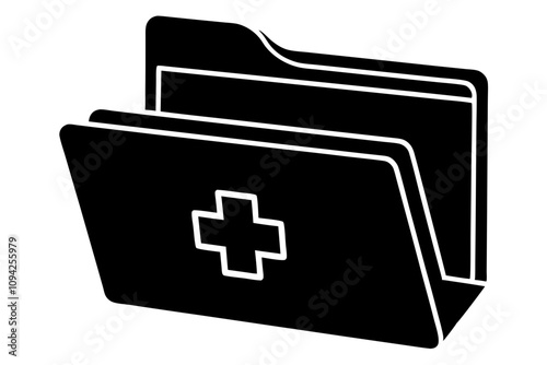 Medical File Folder Silhouette Vector Illustration - Healthcare Record Design