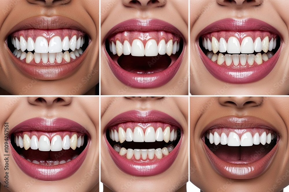 Obraz premium Unique Arrangement of Gleaming Teeth and Dental Restoration for Aesthetic Smiles