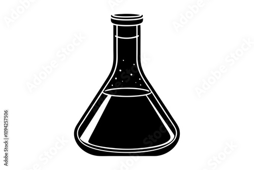 Medical Laboratory Flask Silhouette Vector Illustration - Scientific and Healthcare Design