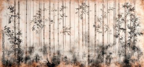 Bamboo Forest Serene Natural Beauty Soft Muted Colors Ethereal Tranquil Scene Vertical Composition Minimalist Nature Photography