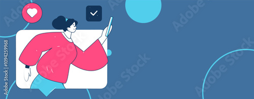 Virtual characters social communication concept business flat vector hand drawn illustration
