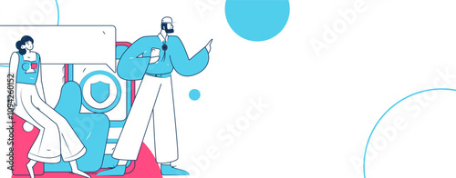 Virtual characters social communication concept business flat vector hand drawn illustration
