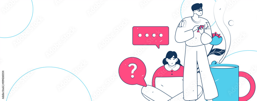 Virtual characters social communication concept business flat vector hand drawn illustration
Virtual characters social communication concept business flat vector hand drawn illustration