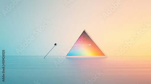 A stream of light passing through a prism, splitting into its component colors, symbolizing the quantization of energy levels in atoms. photo