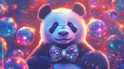 Panda Galaxy Bowtie Portrait