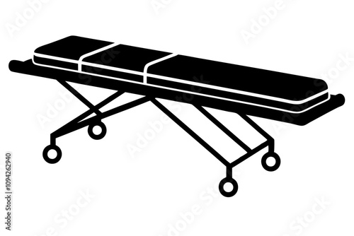 Medical Stretcher Silhouette Vector Illustration - Emergency Healthcare Equipment Design