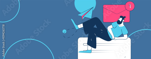 Virtual characters social communication concept business flat vector hand drawn illustration
