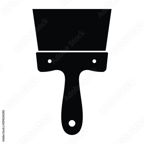 Putty knife vector icon. Spatula for repair and construction. Plastering trowel. Work tool. Black silhouette.