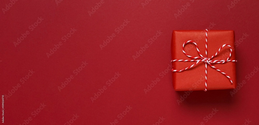 Beautiful gift box tied with bow on color background Beautiful gift box tied with bow on color background