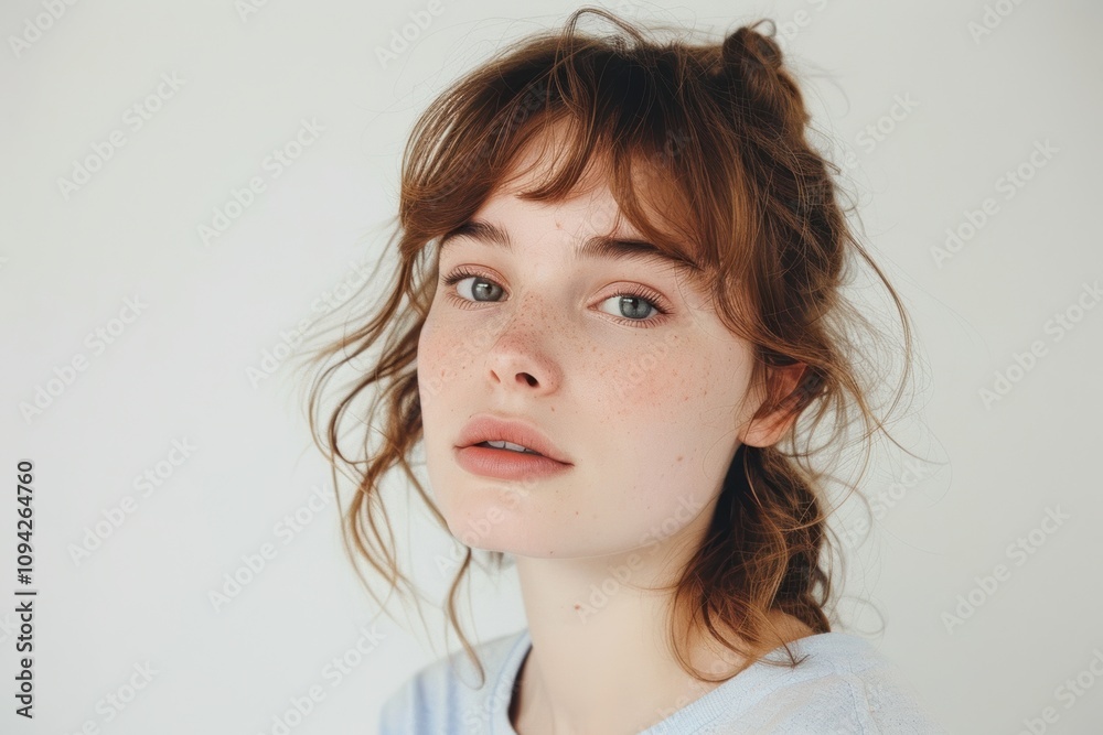 Portrait of a woman with a fresh and natural appearance, showcasing a healthy look Portrait of a woman with a fresh and natural appearance, showcasing a healthy look