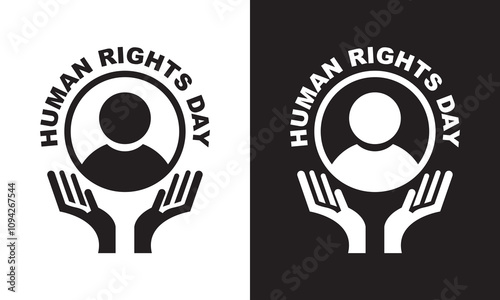 Handwritten brush calligraphy International Human Rights Day. Vector illustration. isolated on white and black background. EPS 10