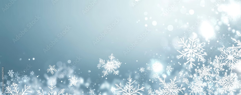 Winter Snowflakes Digital Illustration Soft Blue Background Ethereal Bokeh Light Effects Winter Snowflakes Digital Illustration Soft Blue Background Ethereal Bokeh Light Effects