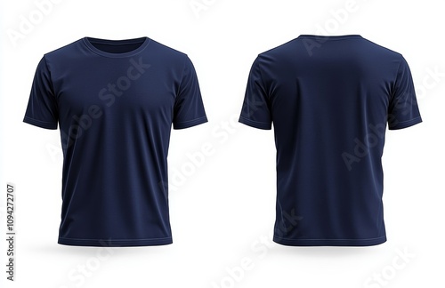 Navy Blue T-Shirt Front and Back View Casual Wear Soft Stretchy Fabric