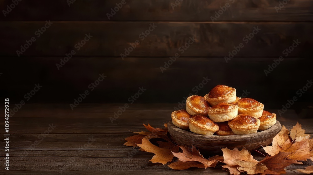 Fototapeta premium Delicious Thanksgiving Bites: Mini Pumpkin Pies Perfect for Seasonal Celebrations and Holiday Gatherings.