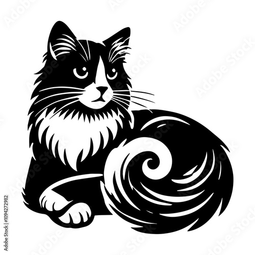 Cat vector: a charming and intricately detailed illustration of a playful feline, capturing its graceful movements, expressive features, and the soft elegance of its fur in stunning detail.