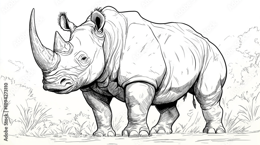 Obraz premium サイの塗り絵