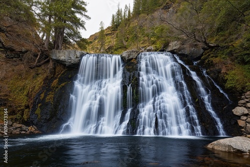 Breathtaking Waterfall in Picturesque Natural Landscape
