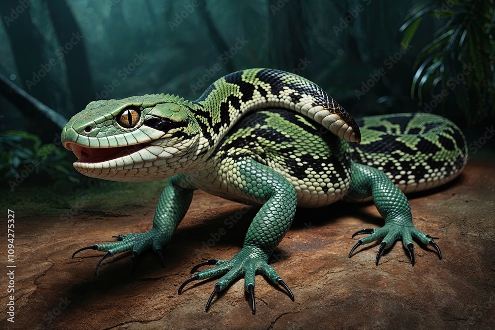 Fototapeta premium Mysterious Reptilian Camouflage Snakes in Lizard Skins Explained