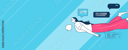 Virtual characters social communication concept business flat vector hand drawn illustration
