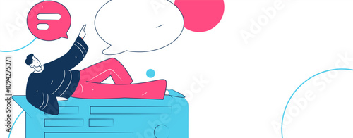 Virtual characters social communication concept business flat vector hand drawn illustration
