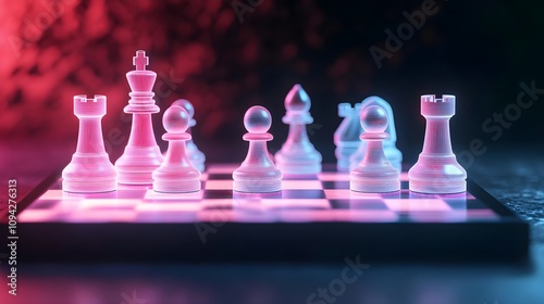 Neon Chess Game Strategy Concept