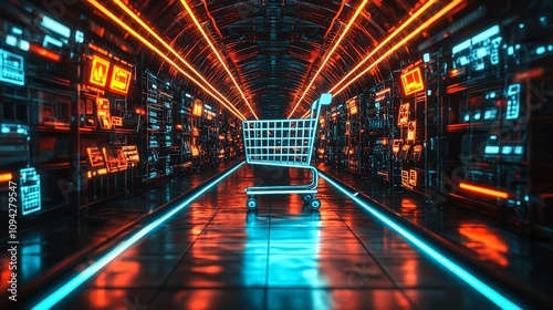 E-commerce Advantage with Shopping Cart in a Digital Tunnel