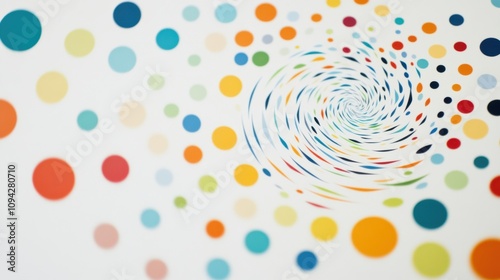 A series of interconnected, differently colored dots forming a spiral pattern, representing the evolving and interconnected nature of inclusive societies