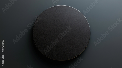 A black circle hangs on a black wall.