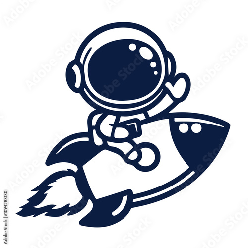 cute astronaut flying cartoon vector, Astronaut helmet - vintage set. Spaceman face in a space suit - retro design. Vector illustration.