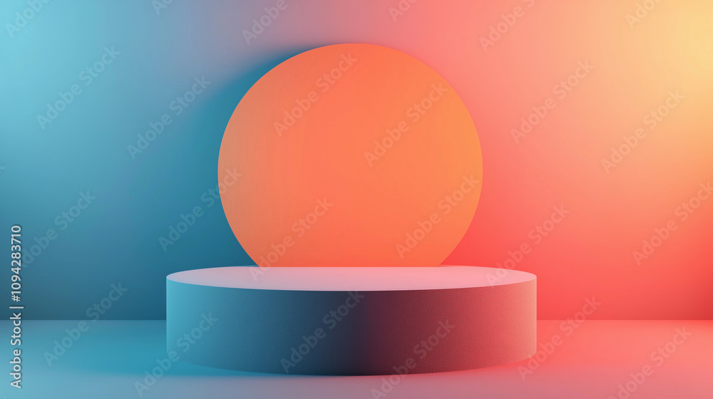 A blue circle with pink and white stripes A blue circle with pink and white stripes