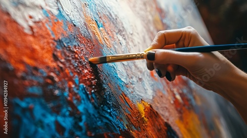 Artist Hand Painting Abstract Oil Canvas Texture