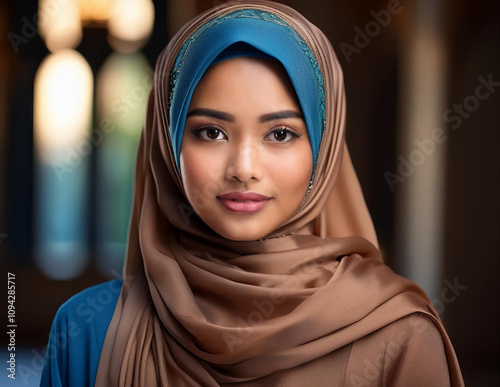 Obraz na płótnie Portrait einer jungen Muslime w salonie
