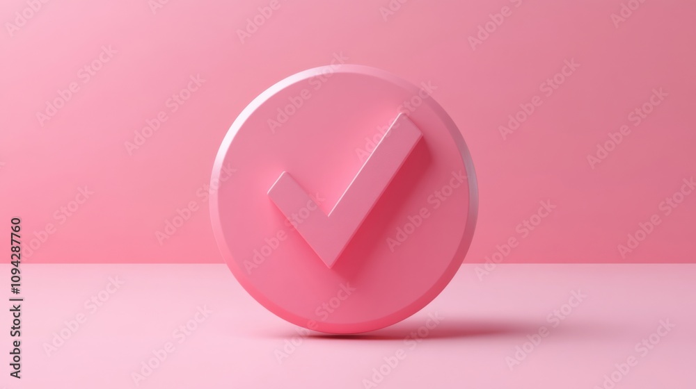 Checkmark button in 3D, minimal style