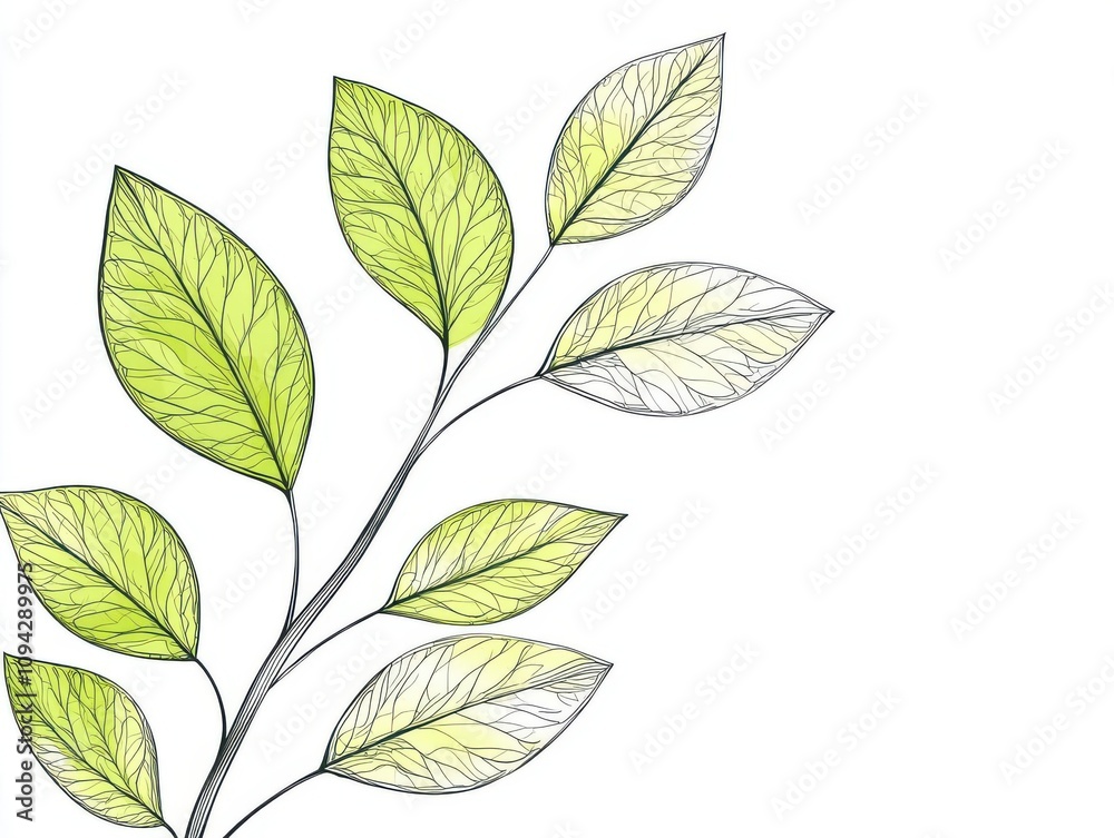 Fresh green leaves, delicate spring foliage isolated on white background Fresh green leaves, delicate spring foliage isolated on white background
