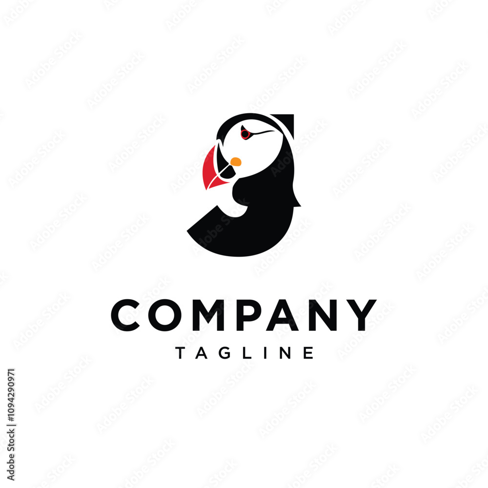 Obraz premium Letter J Puffin Logo Icon Vector