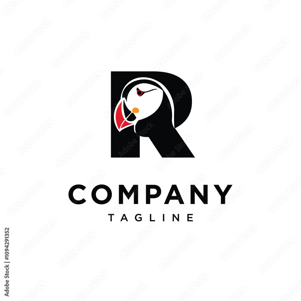 Obraz premium Letter R Puffin Logo Icon Vector
